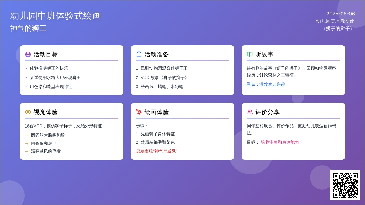 幼儿园中班体验式绘画――神气的狮王