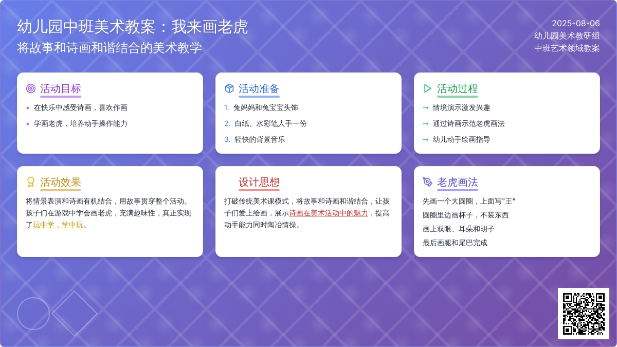 幼儿园中班美术教案：我来画老虎