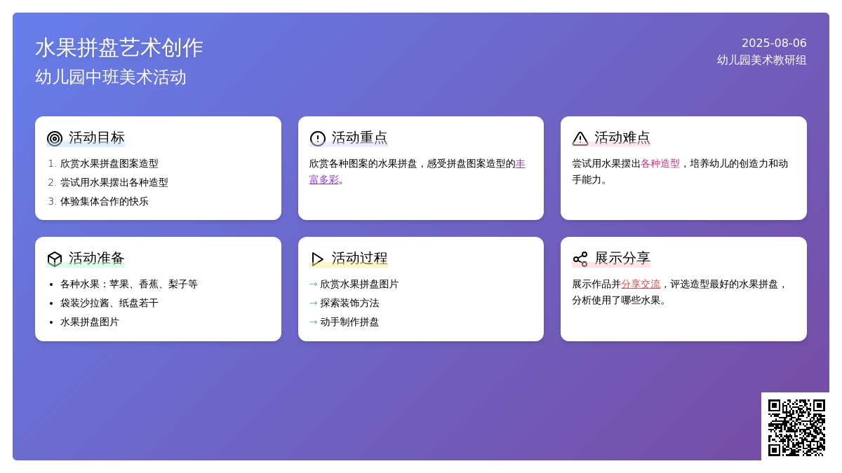 幼儿园中班美术活动：水果拼盘