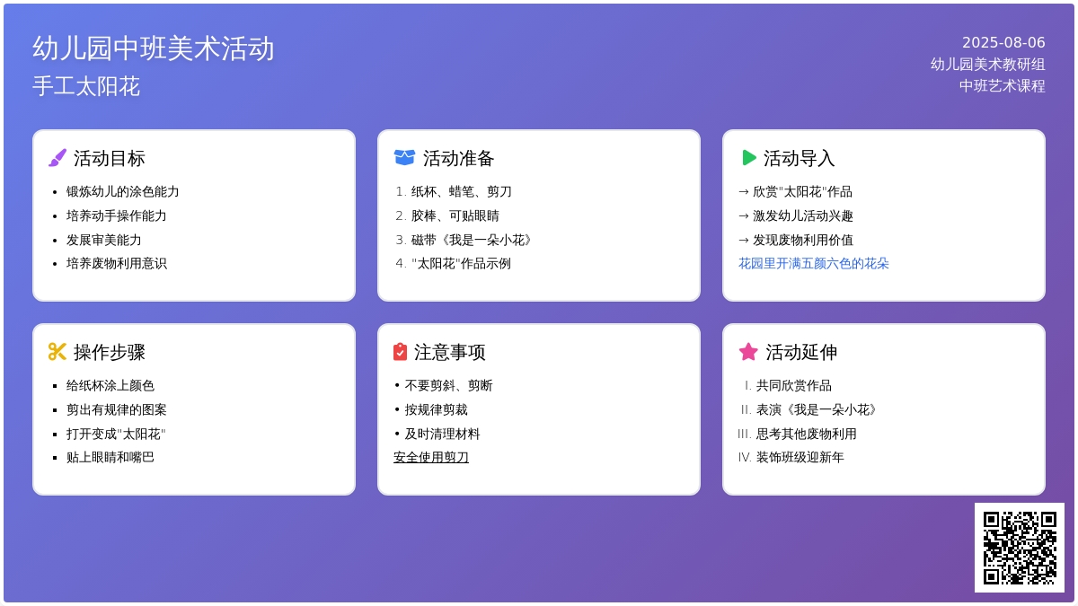 幼儿园中班美术活动：手工太阳花