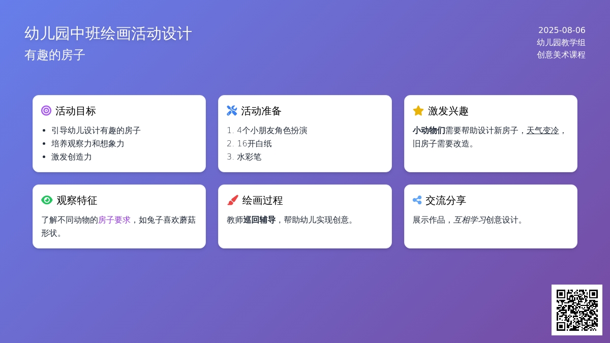 幼儿园中班绘画活动设计：有趣的房子