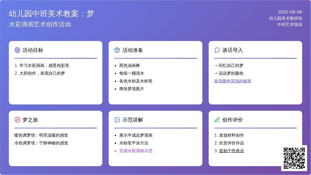 幼儿园中班美术教案：梦
