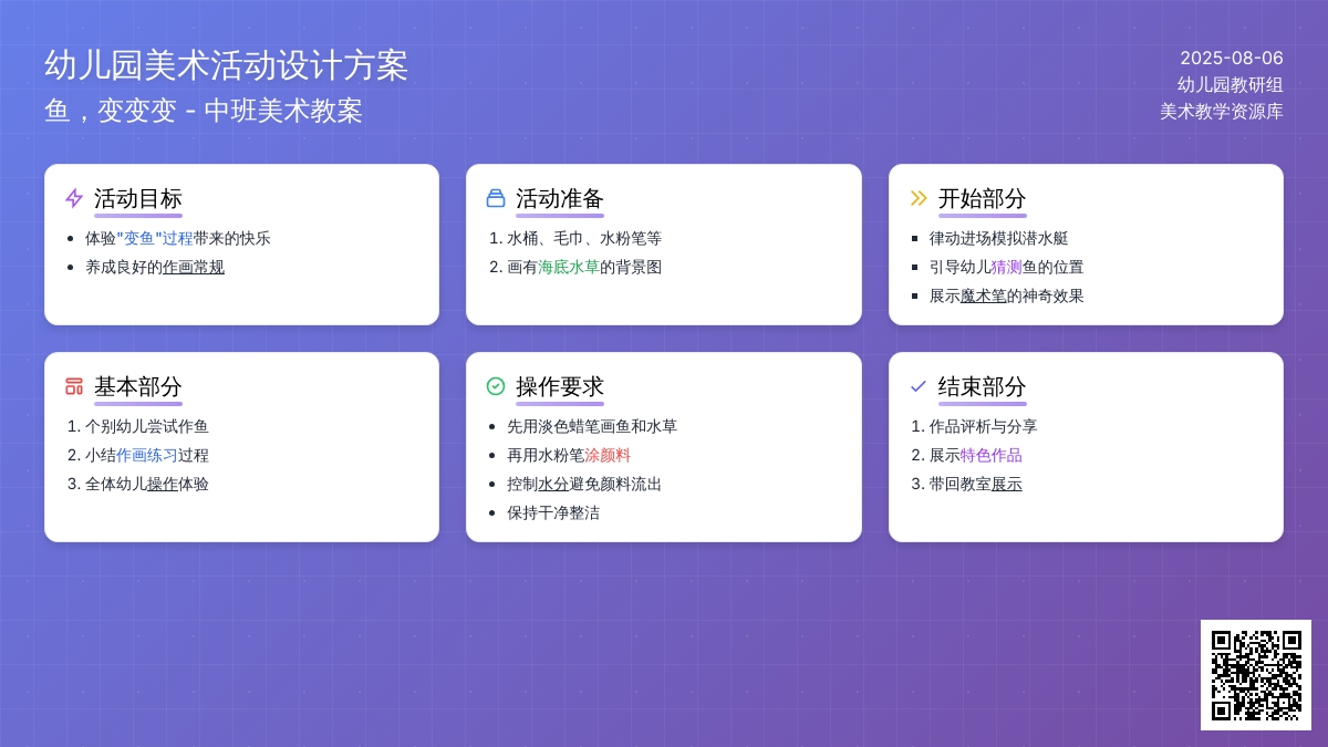 幼儿园中班美术教案：鱼，变变变