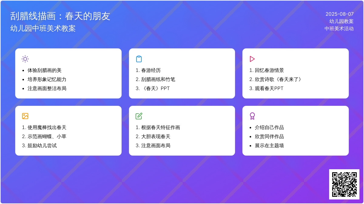幼儿园中班美术教案：刮腊线描画《春天的朋友》