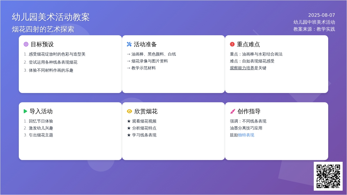 幼儿园中班美术活动教案：烟花四射