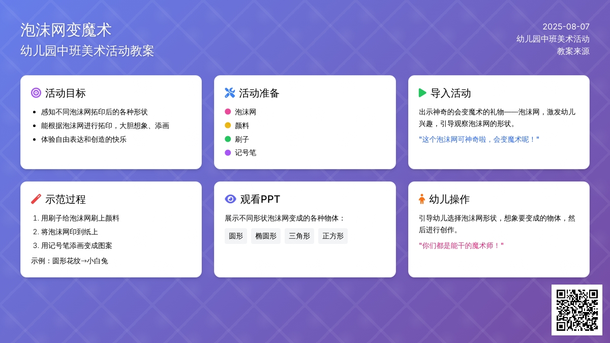 幼儿园中班美术活动教案：泡沫网变魔术