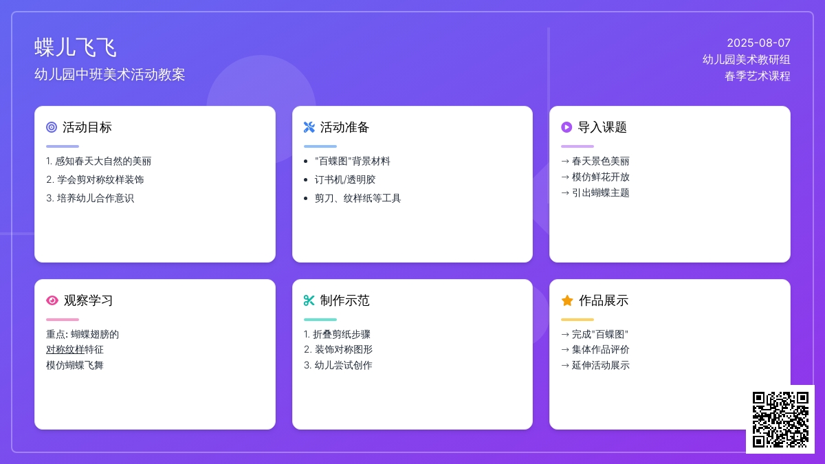 幼儿园中班美术活动教案：蝶儿飞飞