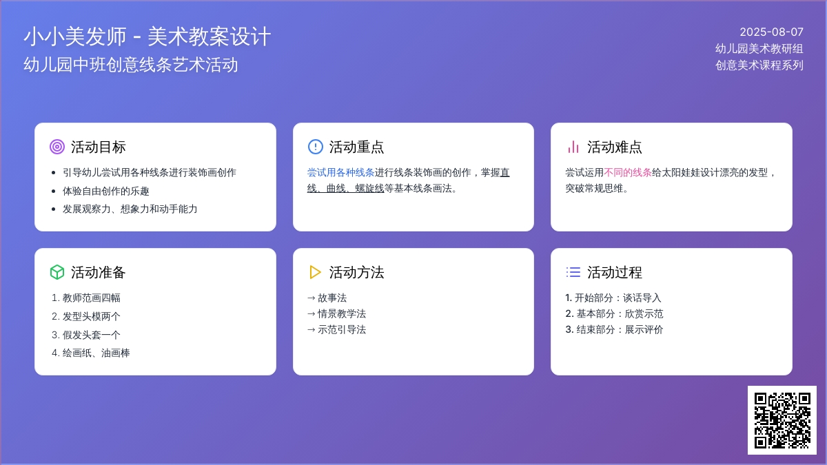 幼儿园中班美术教案：小小美发师
