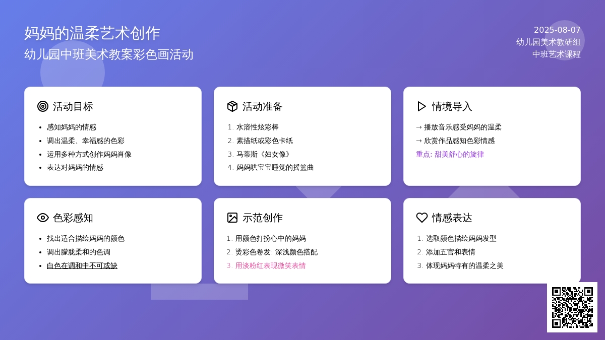 幼儿园中班美术教案彩色画活动：妈妈的温柔