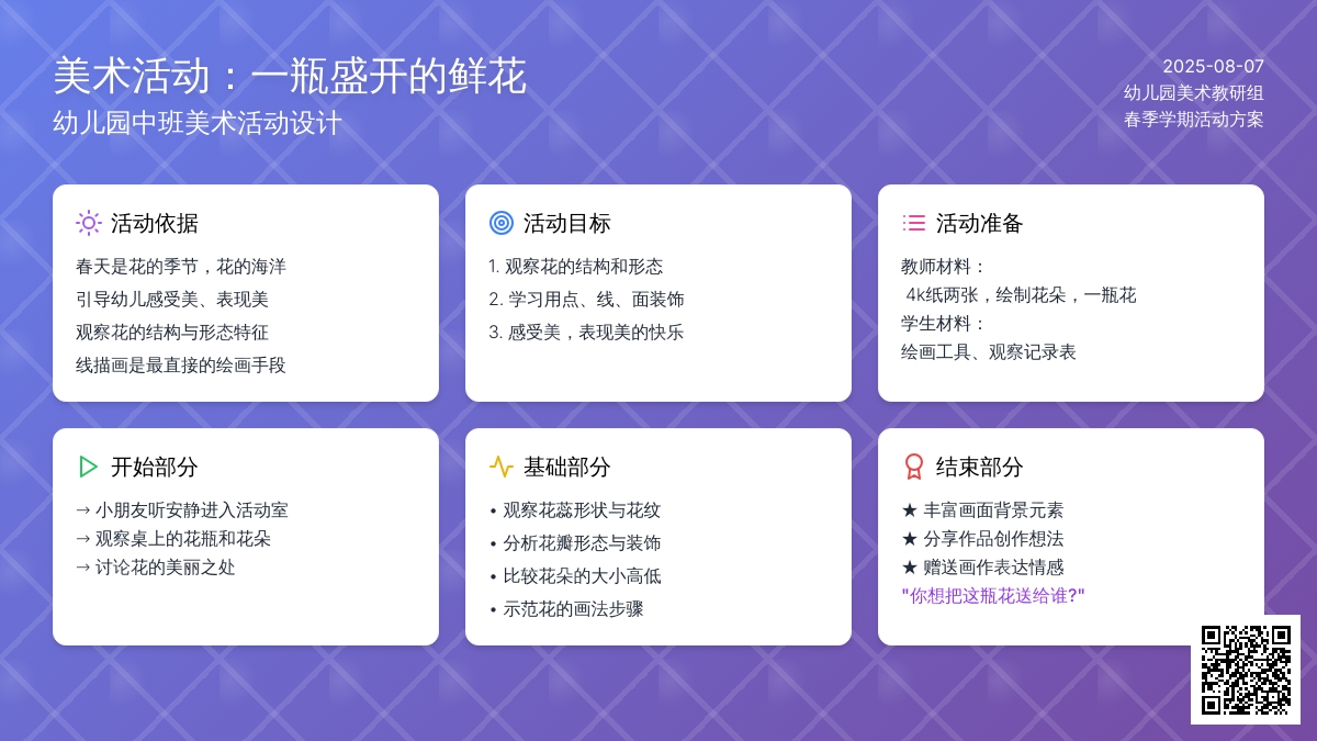 幼儿园中班美术活动：一瓶盛开的鲜花