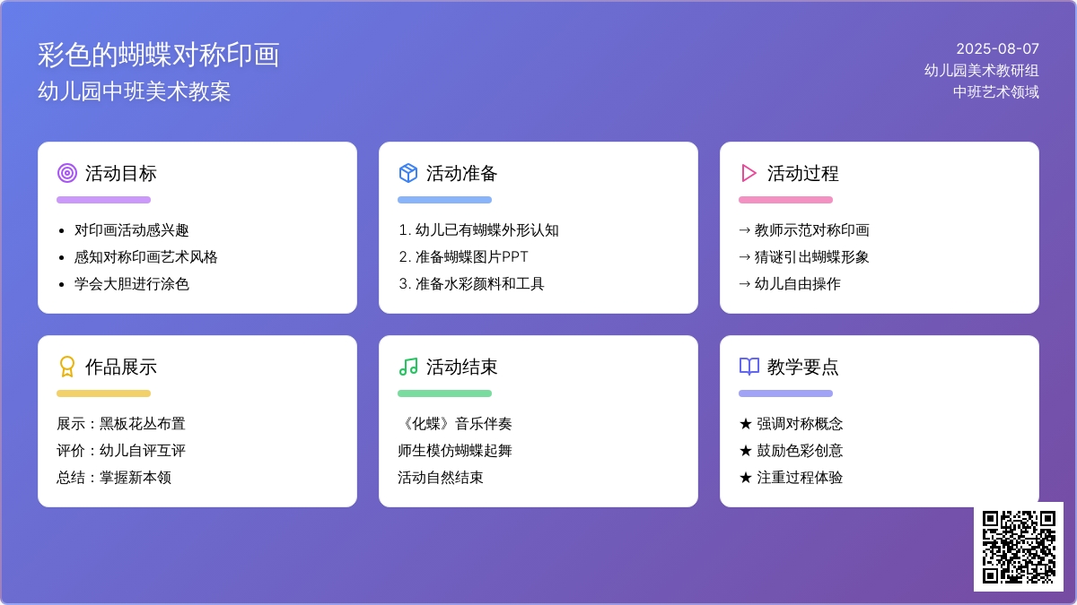 幼儿园中班美术教案：彩色的蝴蝶（对称印画）下载
