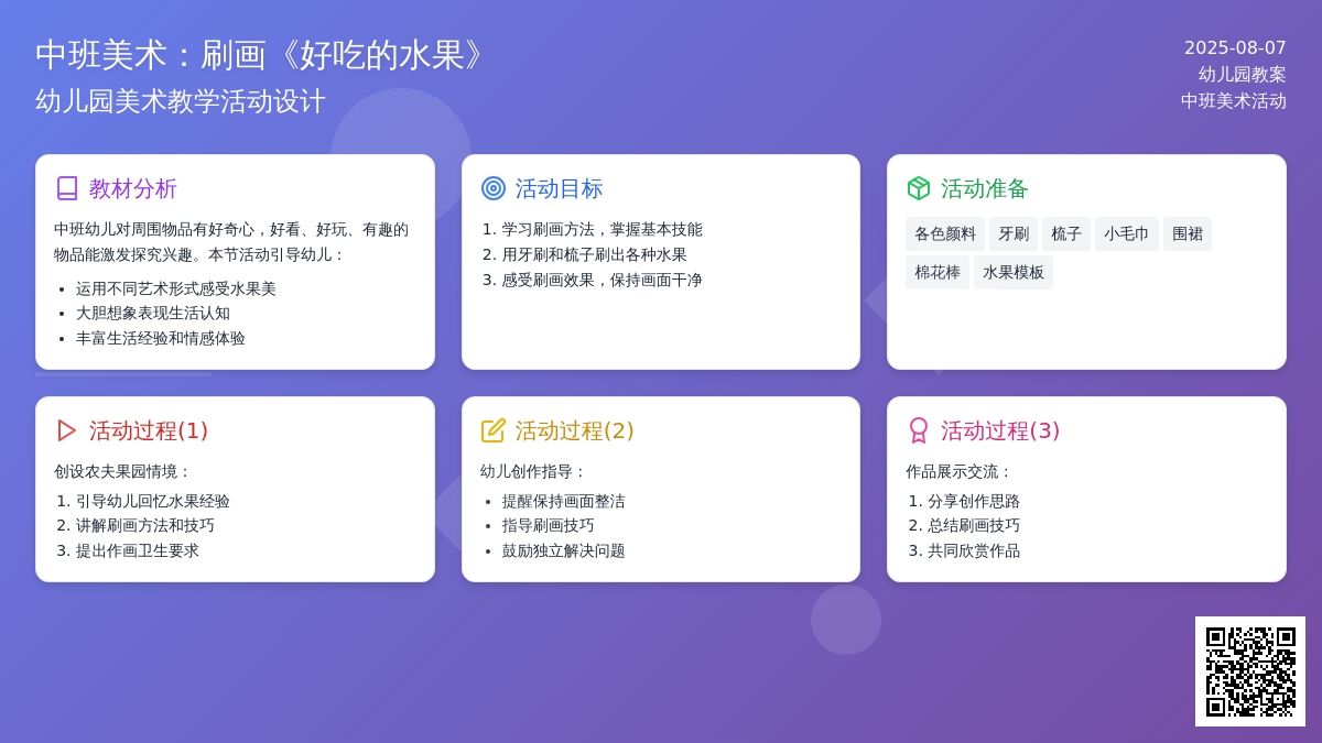 幼儿园中班美术教案：刷画《好吃的水果》下载