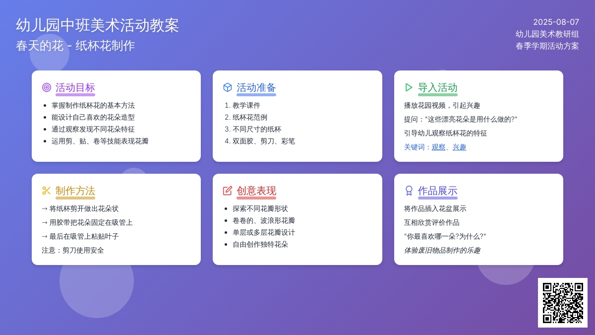 幼儿园中班美术活动教案：春天的花