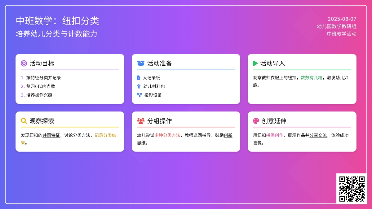 中班数学：纽扣分类