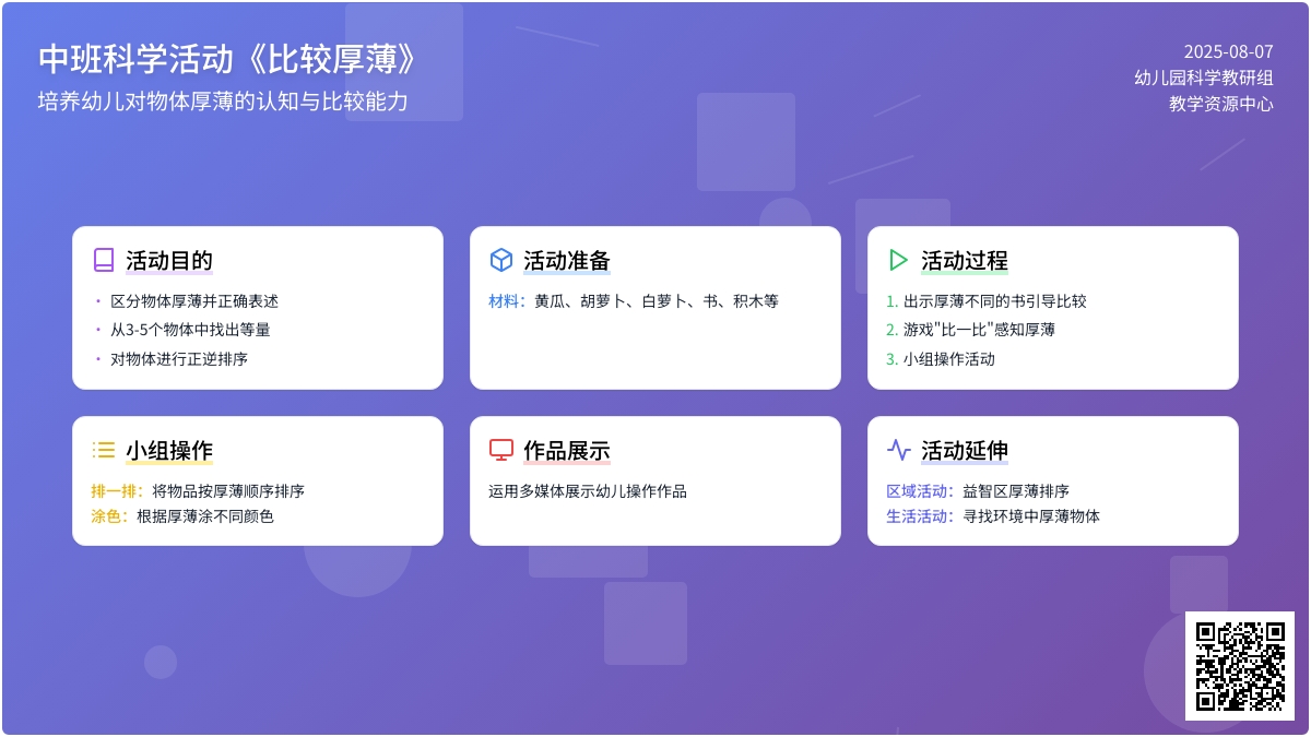 中班科学活动《比较厚薄》