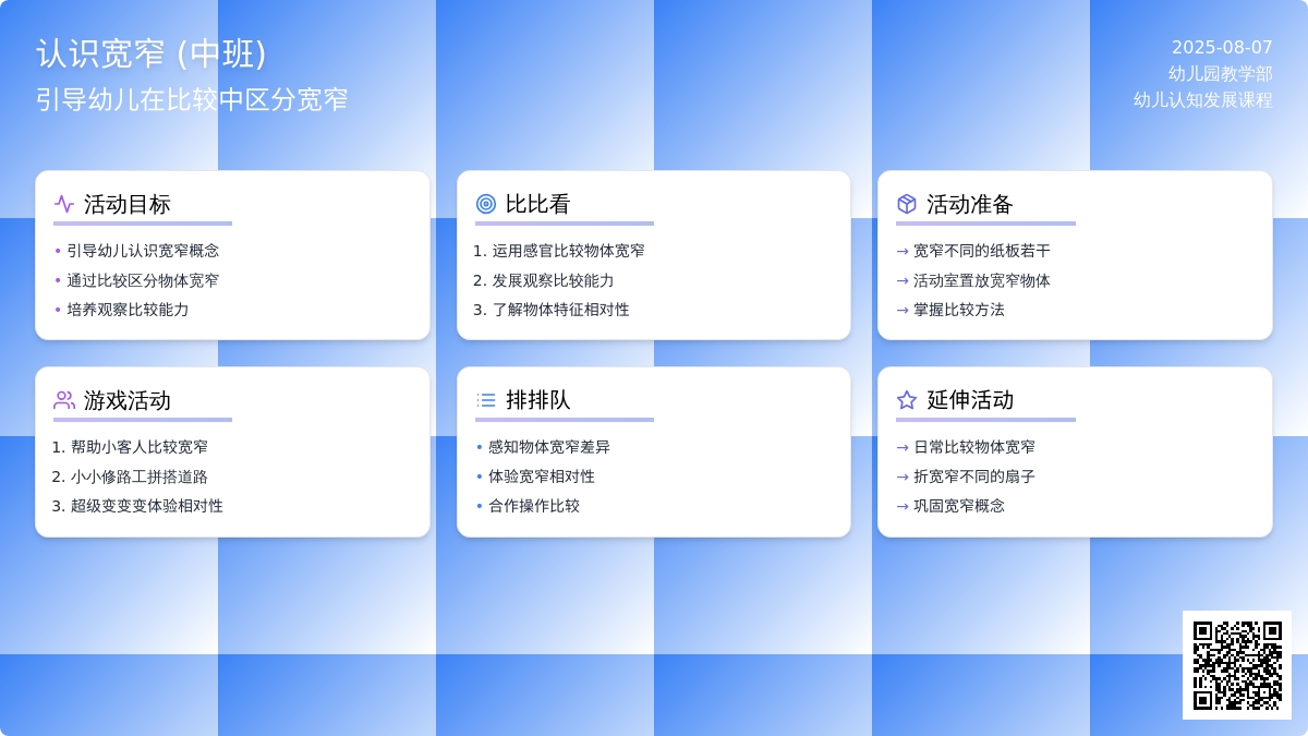 认识宽窄 (中班)