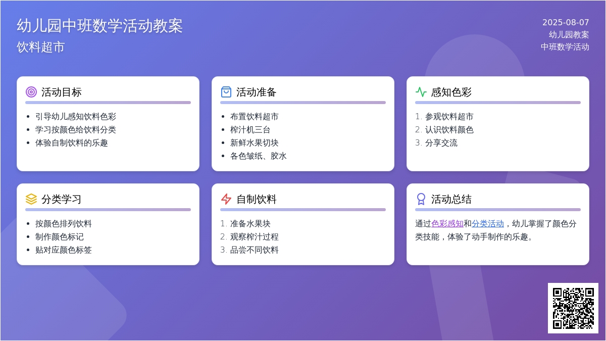 幼儿园中班数学活动教案：饮料超市