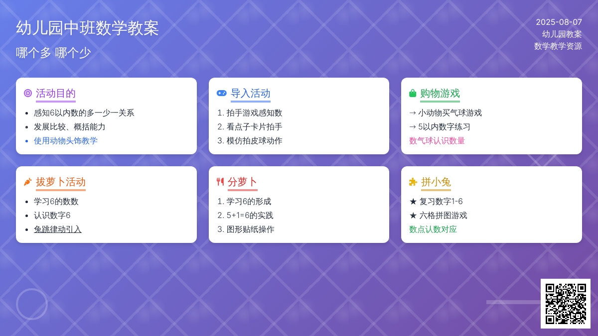 幼儿园中班数学教案：哪个多 哪个少