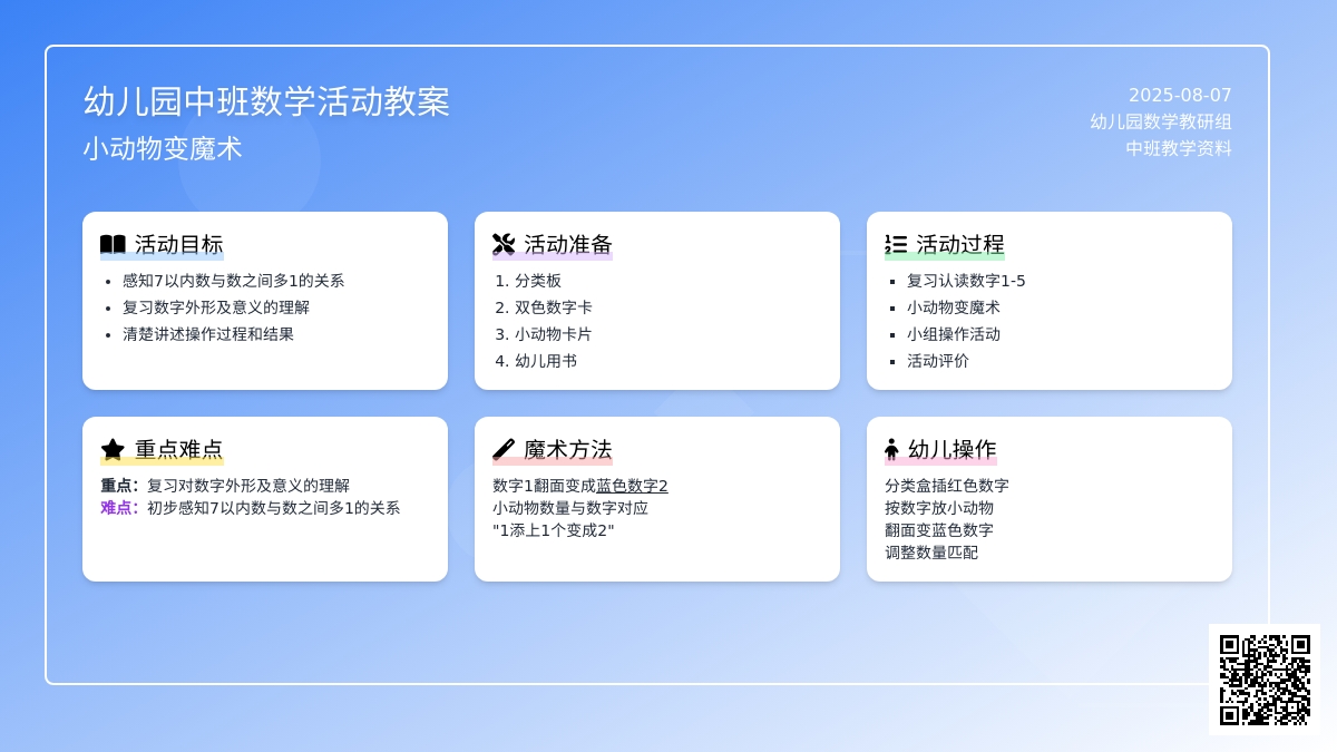 幼儿园中班数学活动教案：小动物变魔术