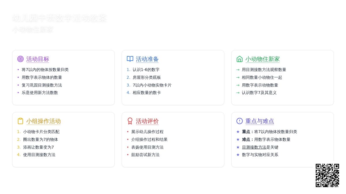 幼儿园中班数学活动教案：小动物住新家