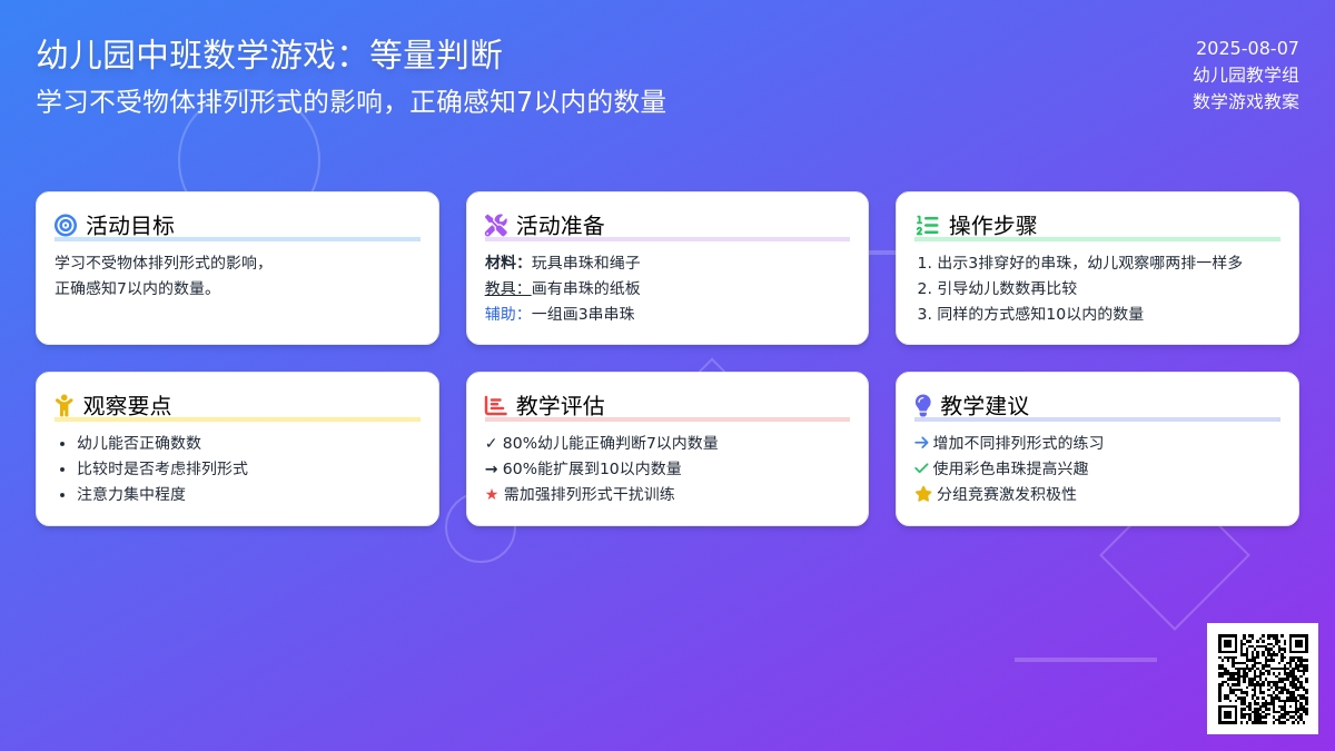 幼儿园中班数学游戏：等量判断