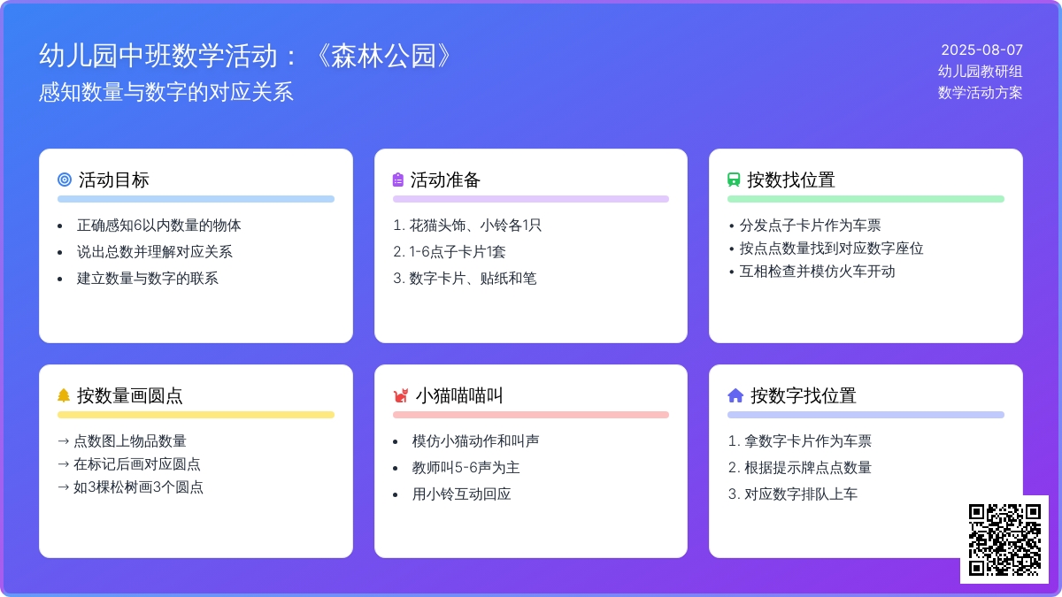 幼儿园中班数学活动：《森林公园》