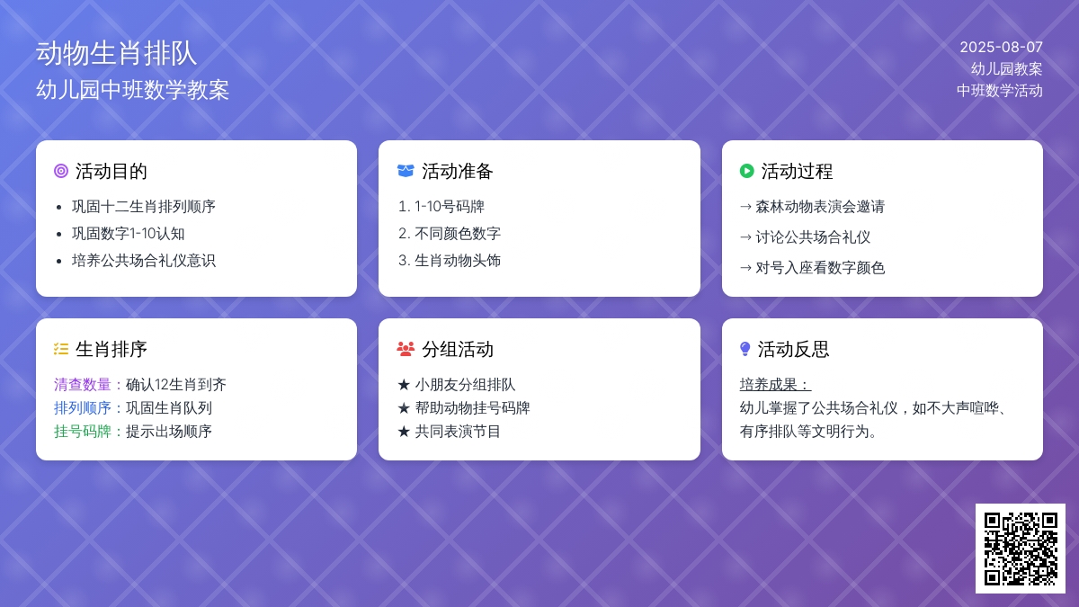 幼儿园中班数学教案：动物生肖排队