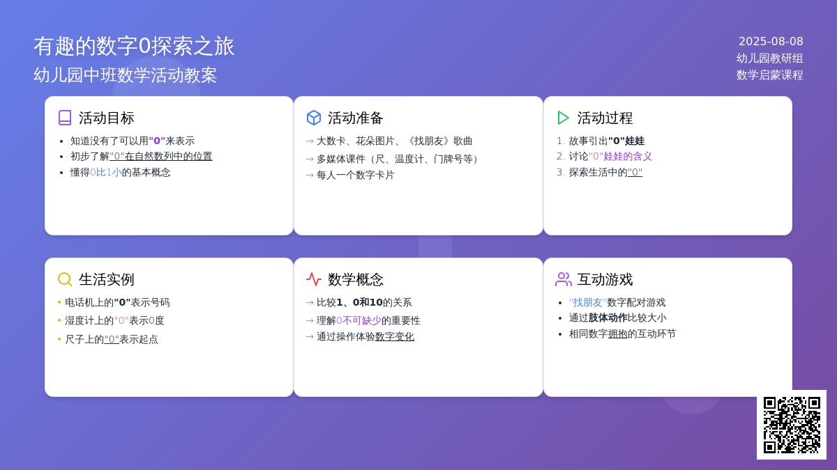 幼儿园中班数学活动教案：有趣的0
