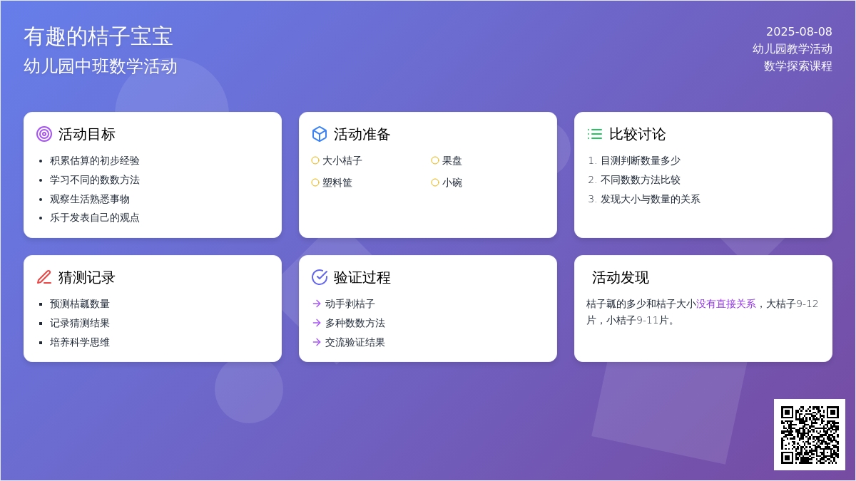 幼儿园中班数学活动：有趣的桔子孩子