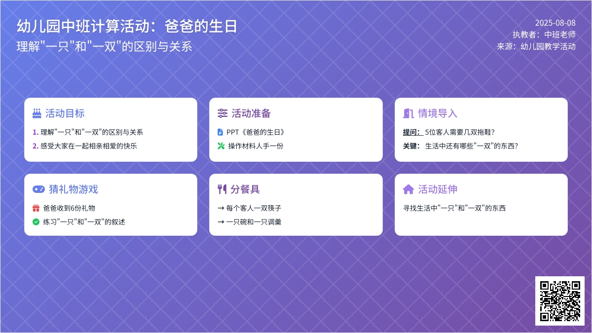 幼儿园中班计算活动：爸爸的生日