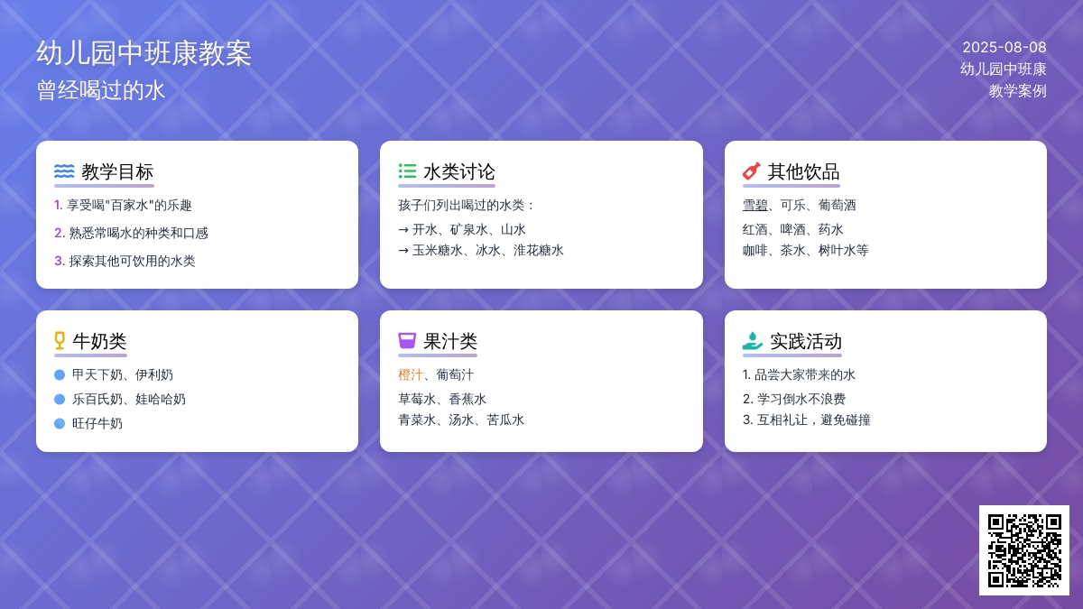 幼儿园中班健康教案：曾经喝过的水