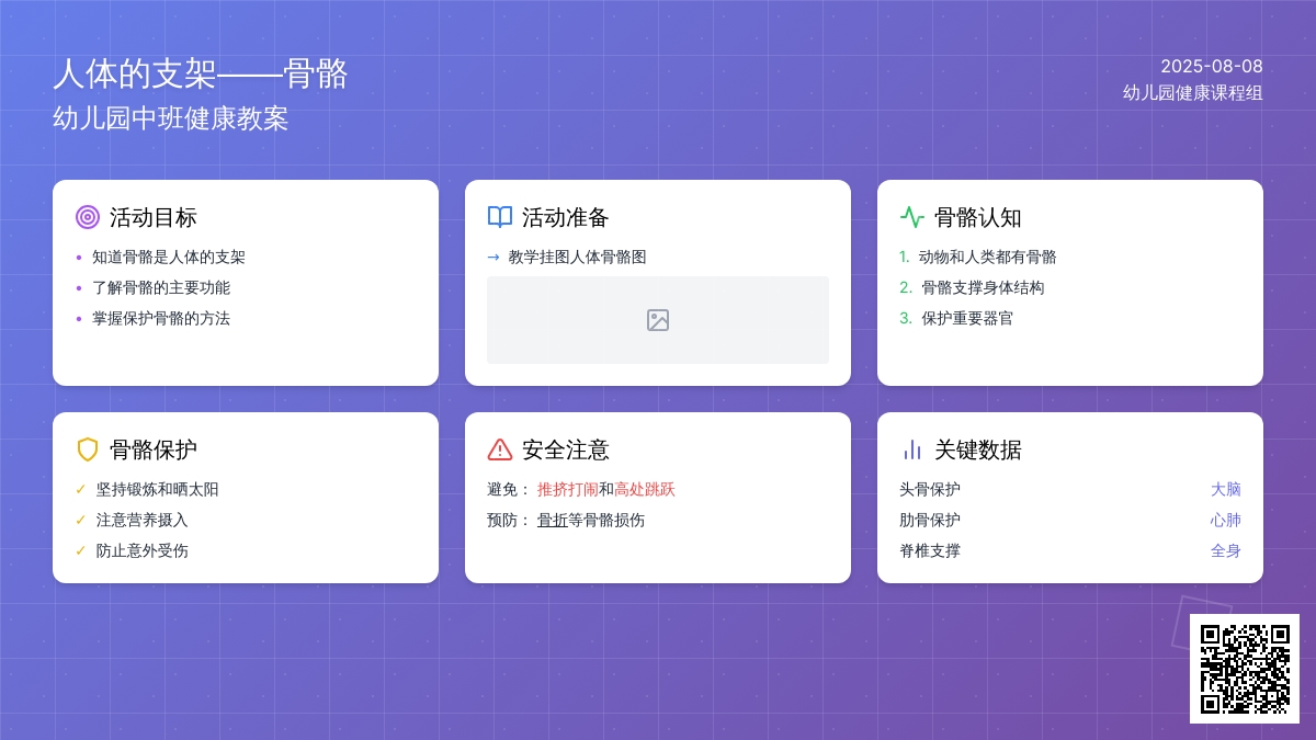 幼儿园中班健康教案：人体的支架――骨骼