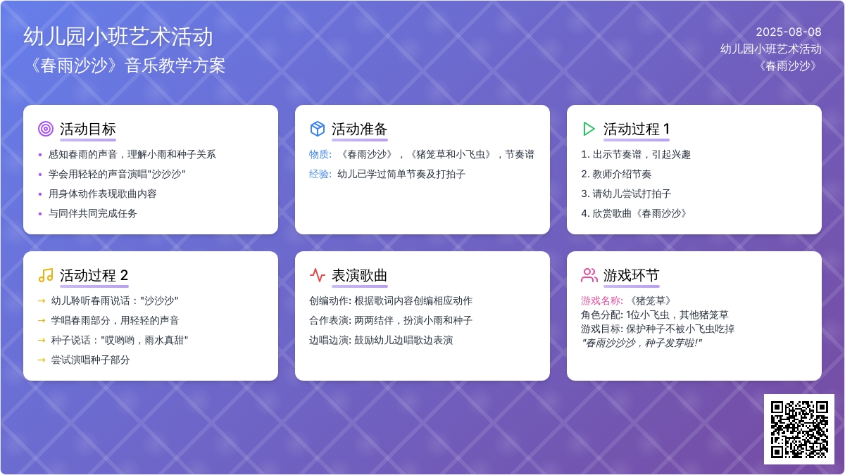 幼儿园小班艺术活动《春雨沙沙》