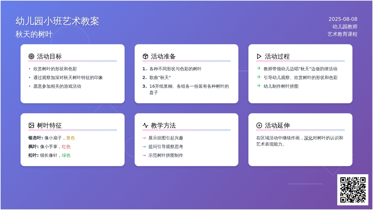 幼儿园小班艺术教案：秋天的树叶
