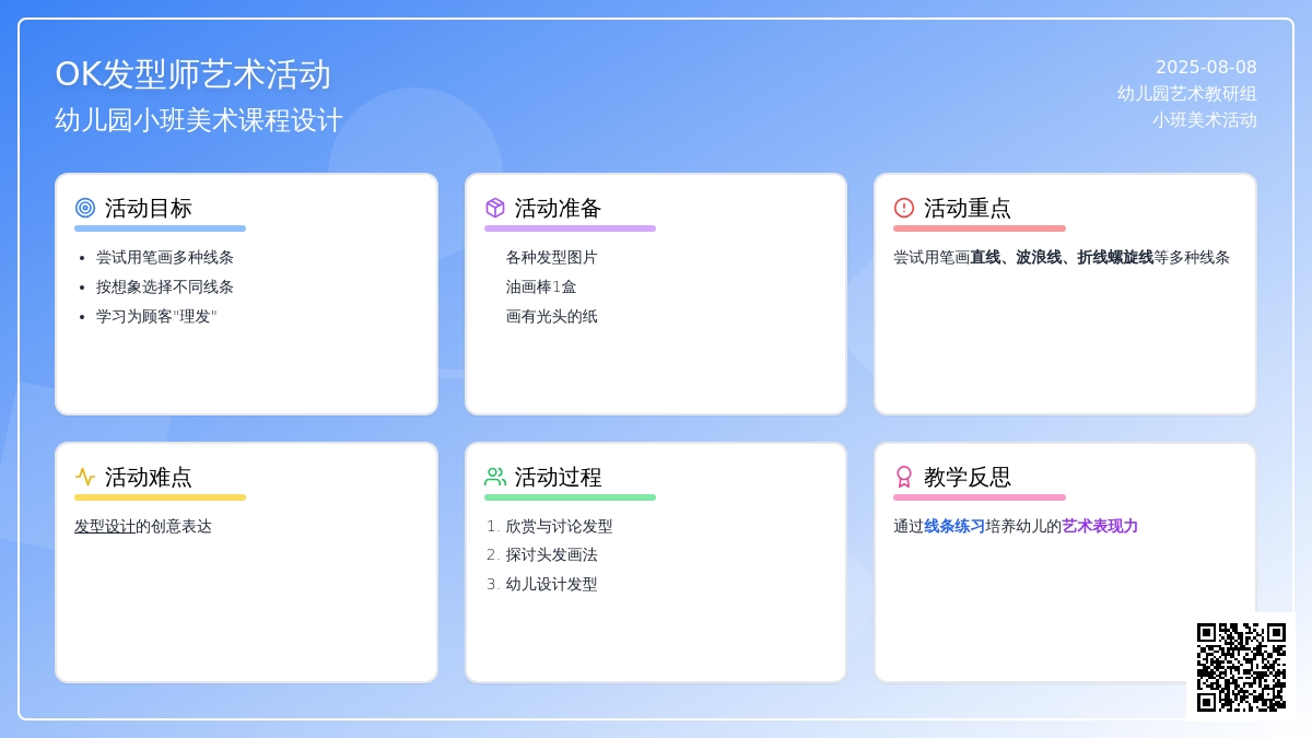 幼儿园小班艺术活动美术：OK发型师