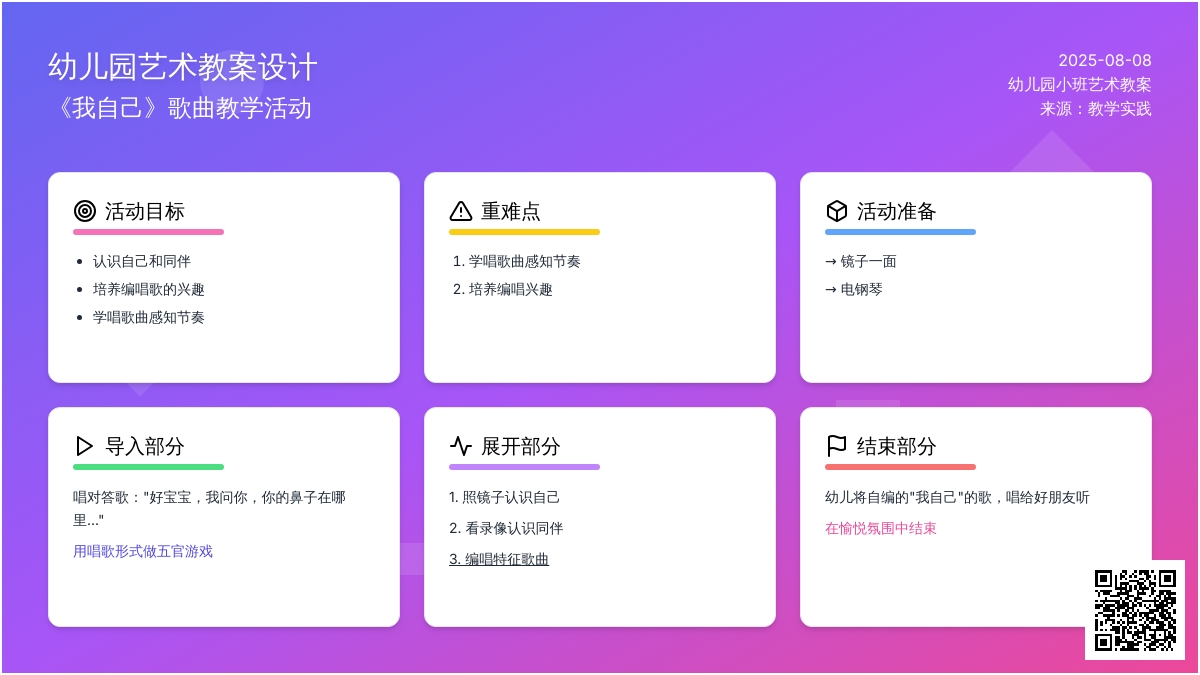 幼儿园小班艺术教案：我自己（歌曲）
