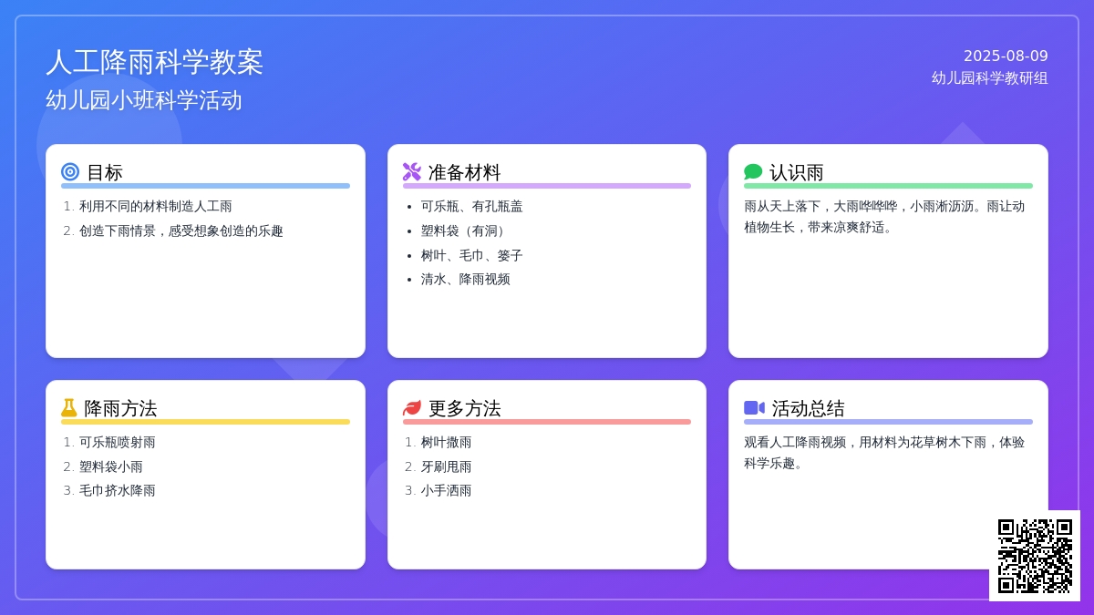 幼儿园小班科学教案：人工降雨