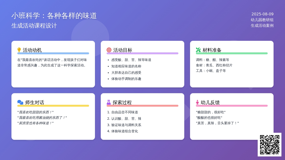 小班科学：各种各样的味道（生成）