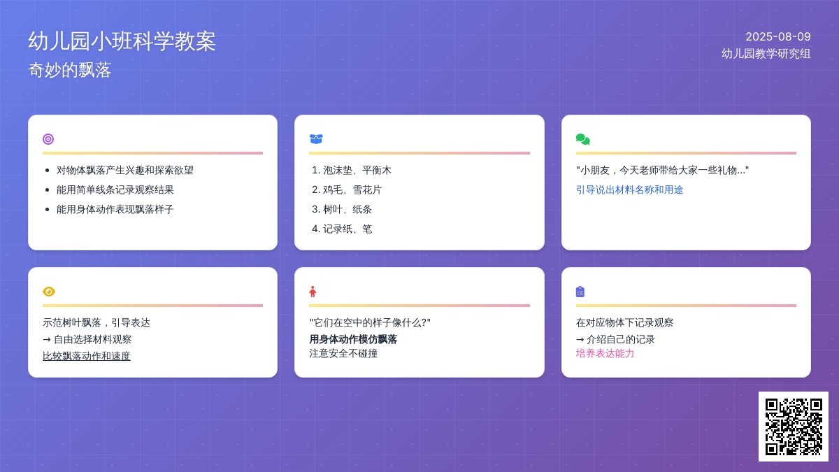 幼儿园小班科学教案：奇妙的飘落