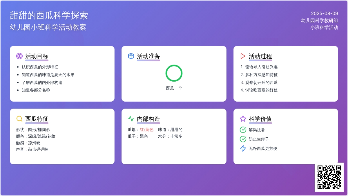 幼儿园小班科学活动教案：甜甜的西瓜