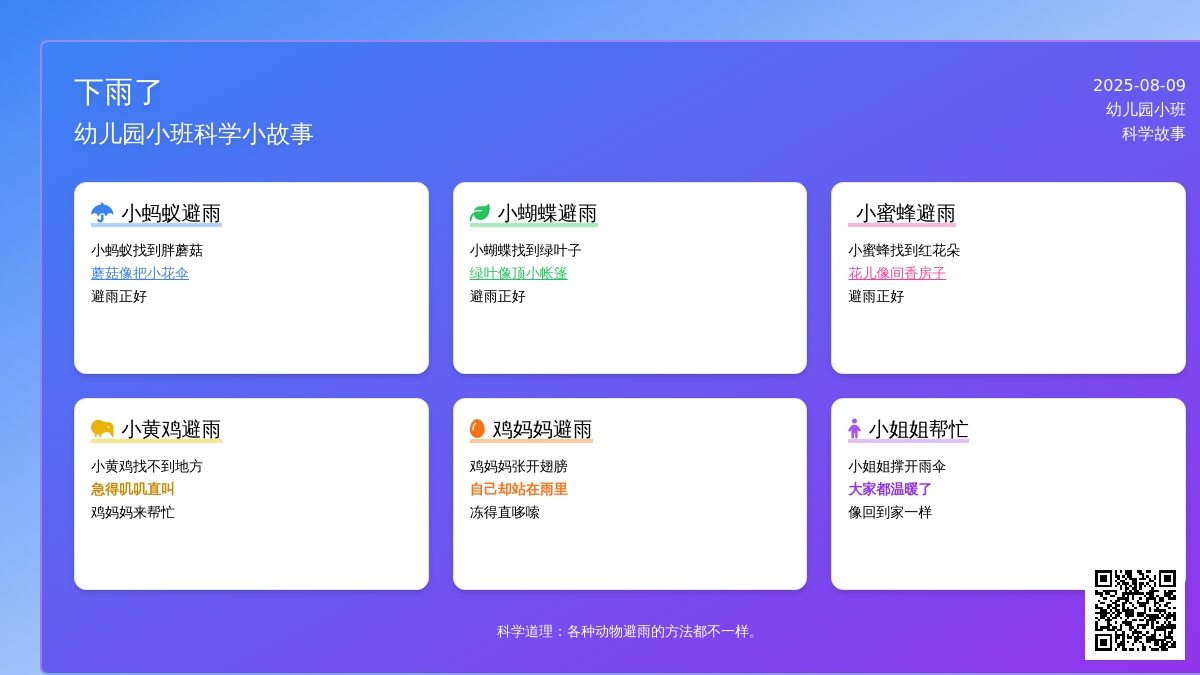 幼儿园小班科学小故事：下雨了