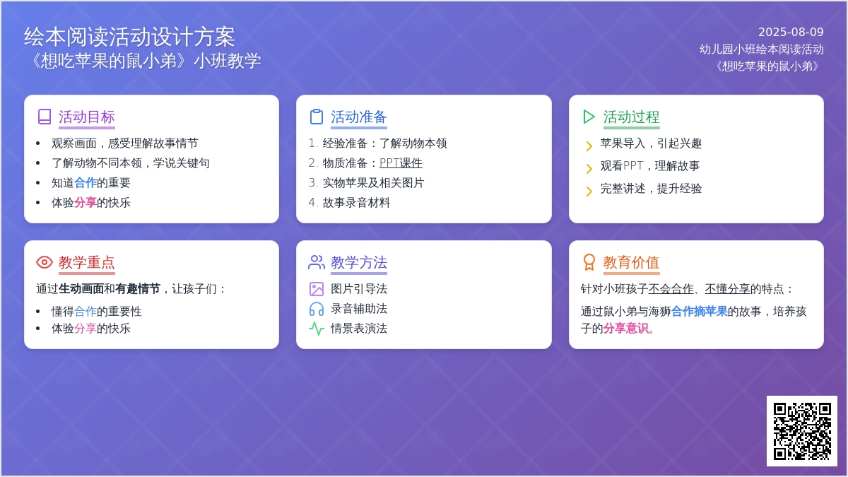 幼儿园小班绘本阅读活动：想吃苹果的鼠小弟