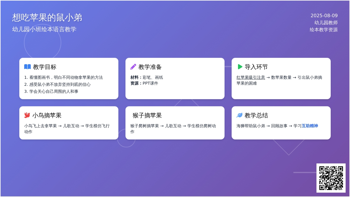 幼儿园小班绘本语言《想吃苹果的鼠小弟》下载