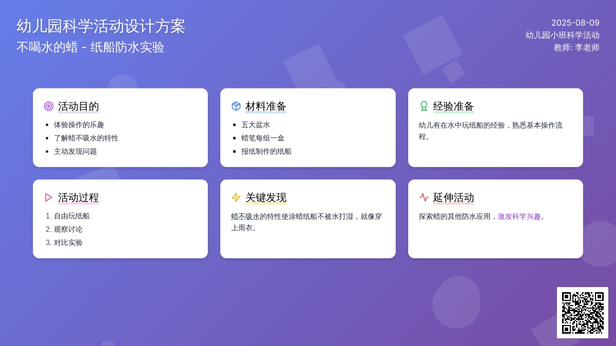 幼儿园小班科学活动：不喝水的蜡