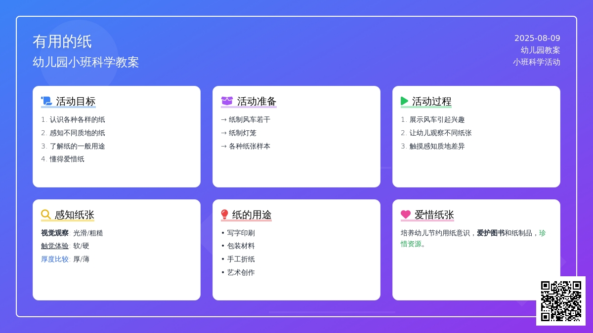 幼儿园小班科学教案：有用的纸