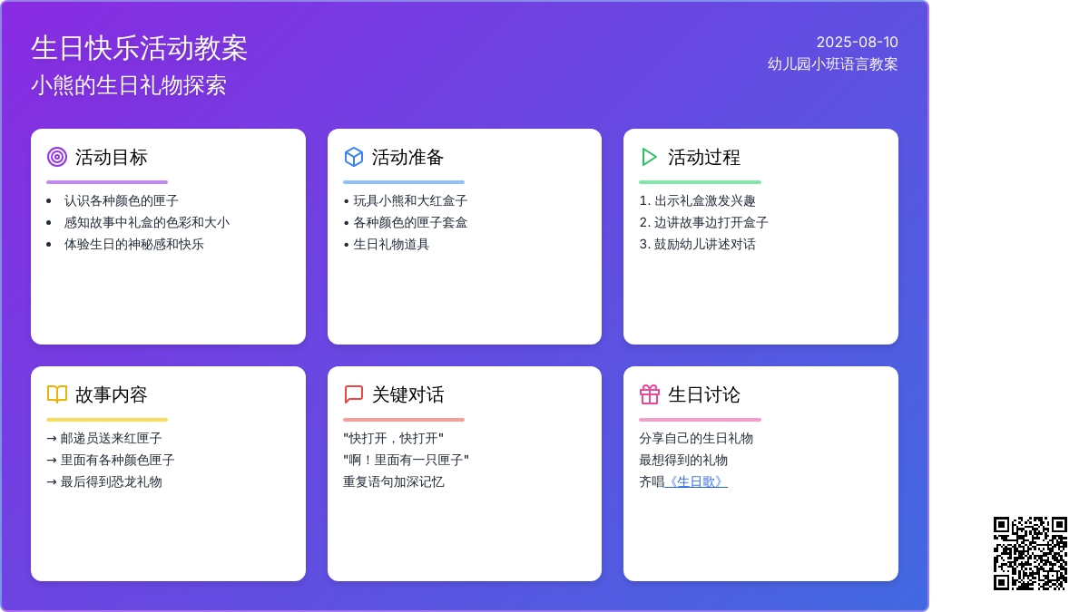 幼儿园小班语言教案：生日快乐