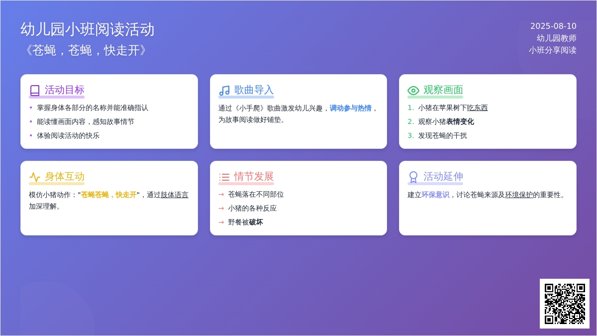 幼儿园小班分享阅读：苍蝇苍蝇快走开