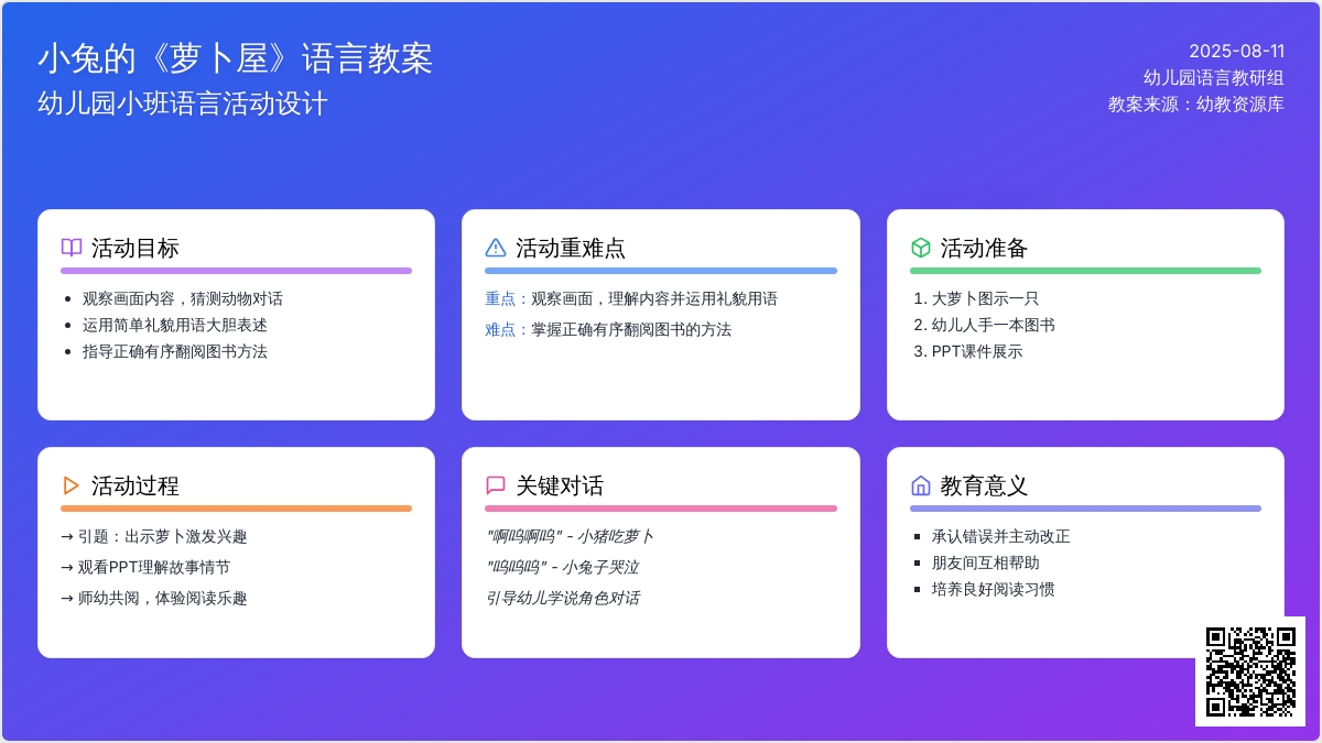 幼儿园小班语言教案：小兔的《萝卜屋》下载