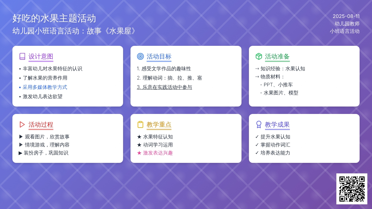 幼儿园小班语言活动：故事《水果屋》