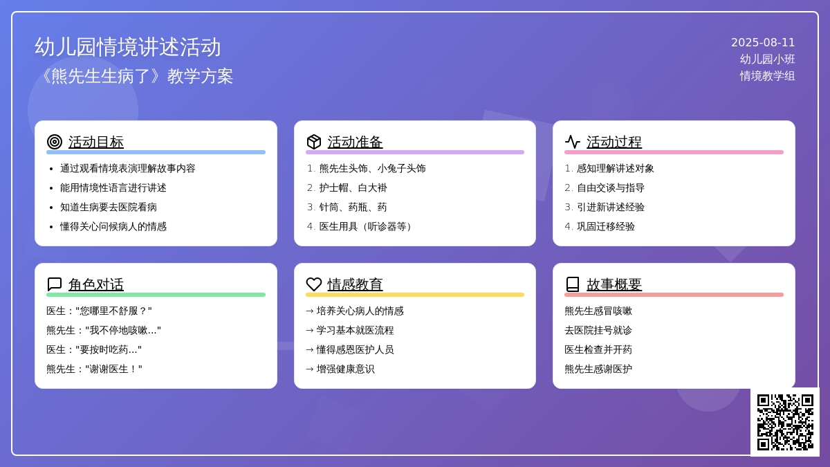 幼儿园小班情境讲述活动：《熊先生生病了》
